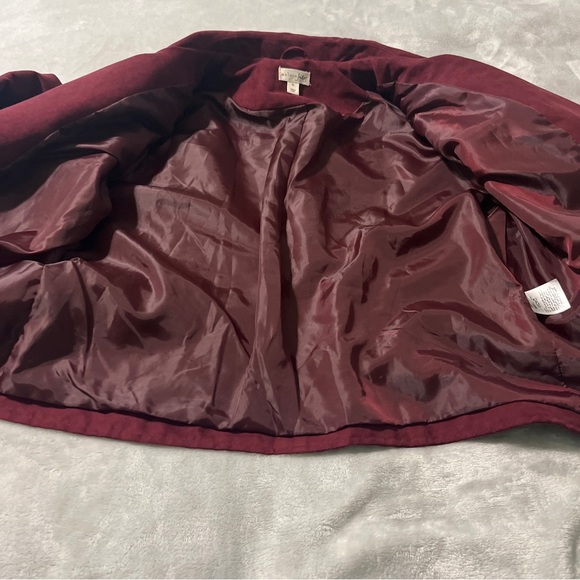 Maison Jules XL Women's Faux Suede Moto Jacket Maroon With Gold Zippers - Picture 12 of 12
